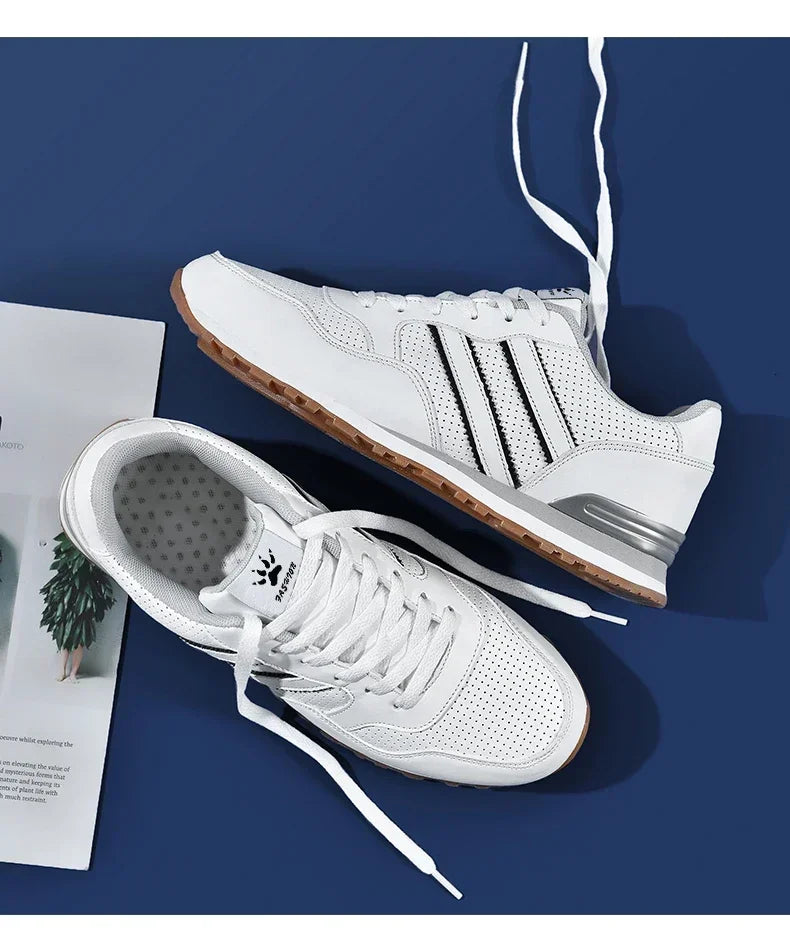2024 Men Classical Running Shoes Lightweight Leather Outdoor Casual Sneakers Men Comfortable Sport Breathable Flat Jogging Shoes