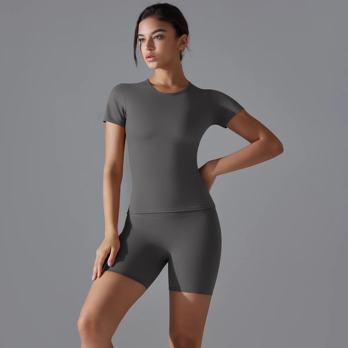 Yoga Set Women Sports Short Sleeve Top With High Waist Leggings Running Jogging Workout Workout Clothes Sports Fitness Gym Sets