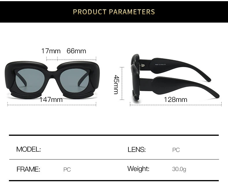 KAMMPT Square Women Sunglasses 2023 New Oversized Cloud Shape Rim Shades Ins Trendy Luxury Brand Design UV400 Protection Eyewear BAZAARHUBO