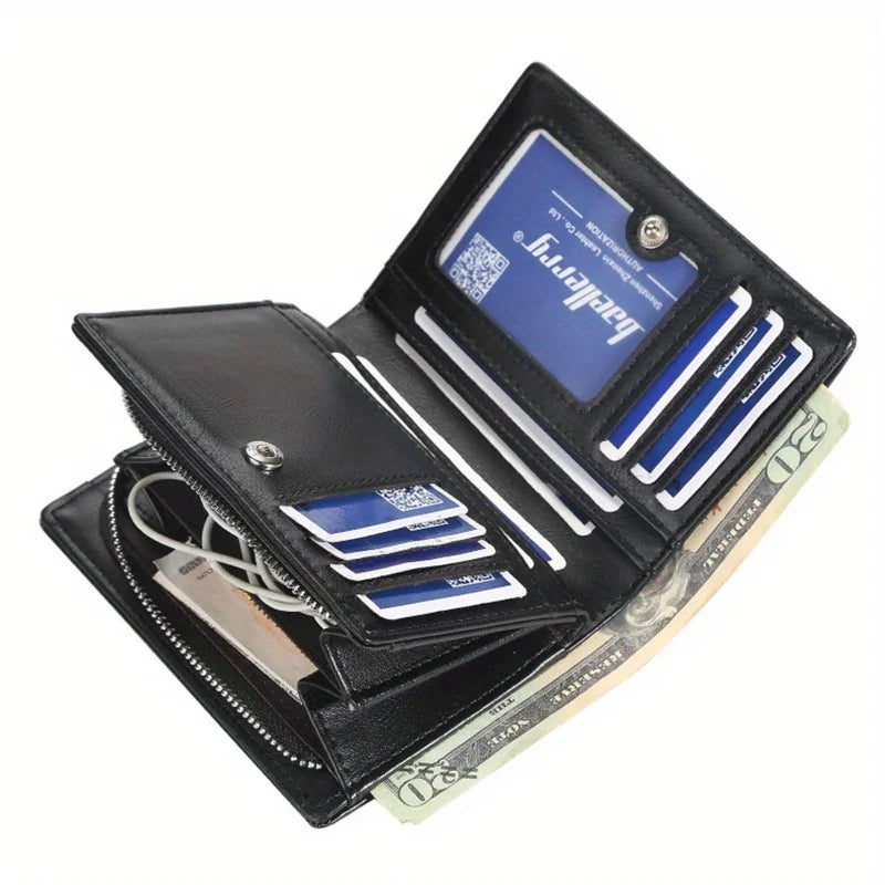 Fashion Men Wallets Zipper Card Holder High Quality Male Purse PU Leather Coin Holder Wallet
