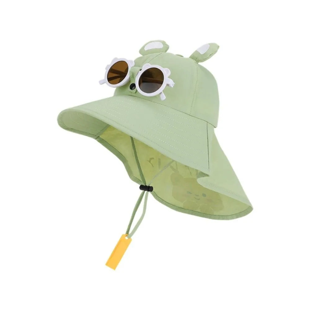 Big Brim Children's Sun Hat Sun Protection Extended Shawl Children Beach Cap Neck Cover Breathable Cartoon Fisherman Hat
