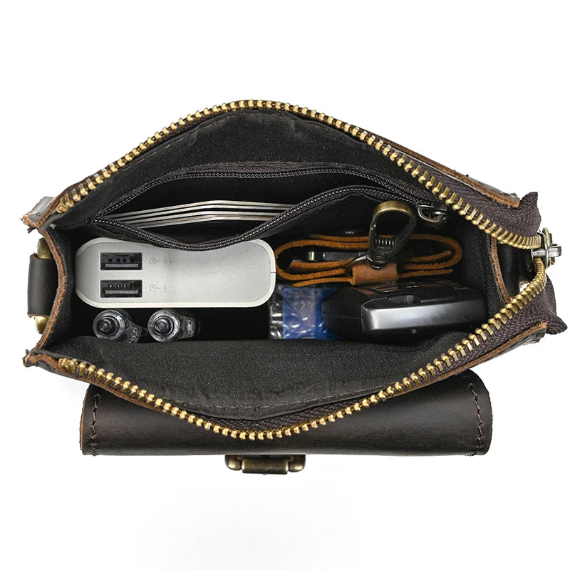 Crazy Horse Leather Messenger Bag Men's Leather Shoulder Bag For Mobile Phone Sling Bags For Men Woman Cross Body Bag