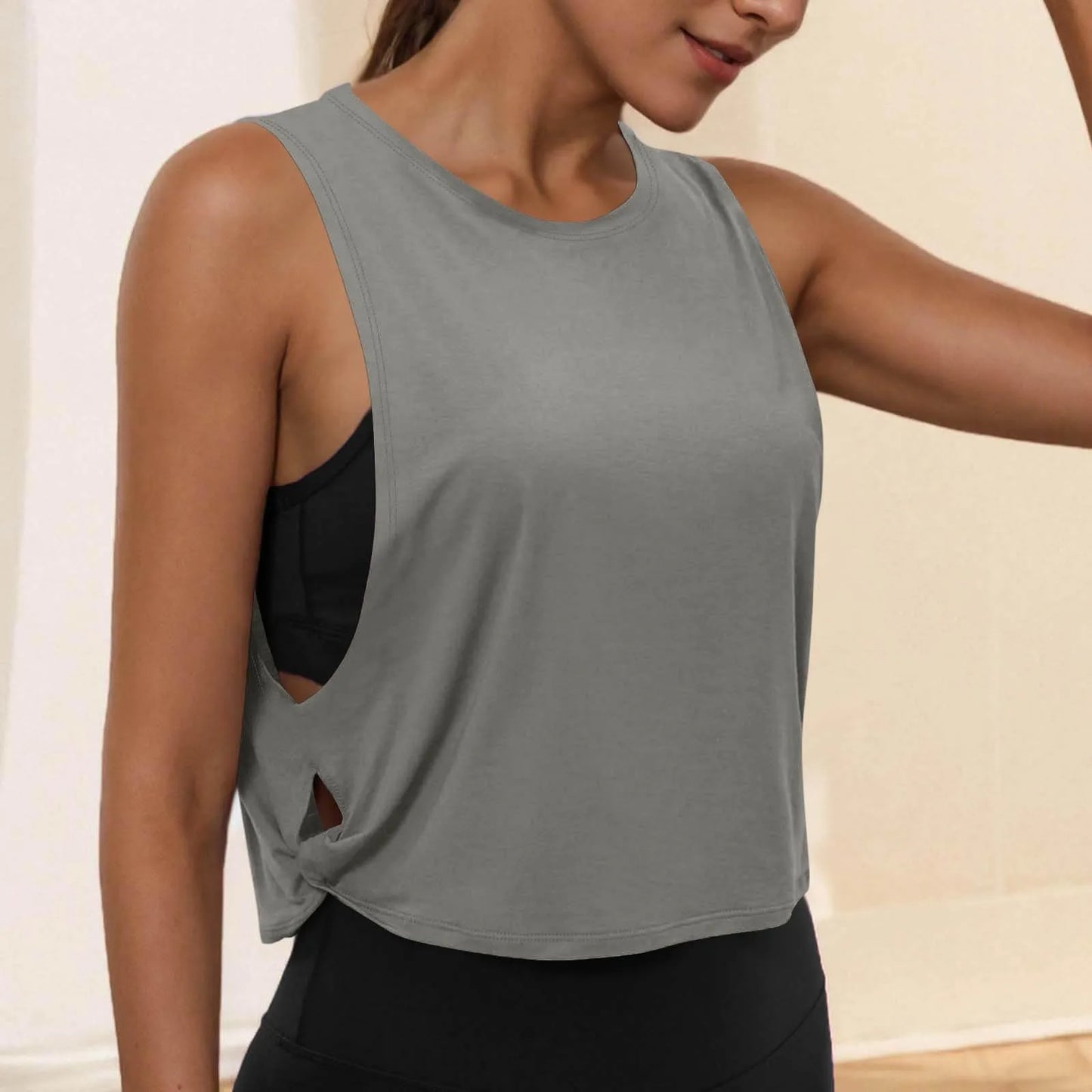 Women Sleeveless Yoga Top Breathable Gym Vest Tank Crop Top Running Tee