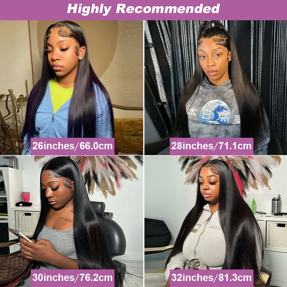 200% Bone Straight 13x6 HD Transparent Lace Frontal Human Hair Wigs Brazilian 30 40 Inch 13x4 Front Wig For Women Pre Plucked