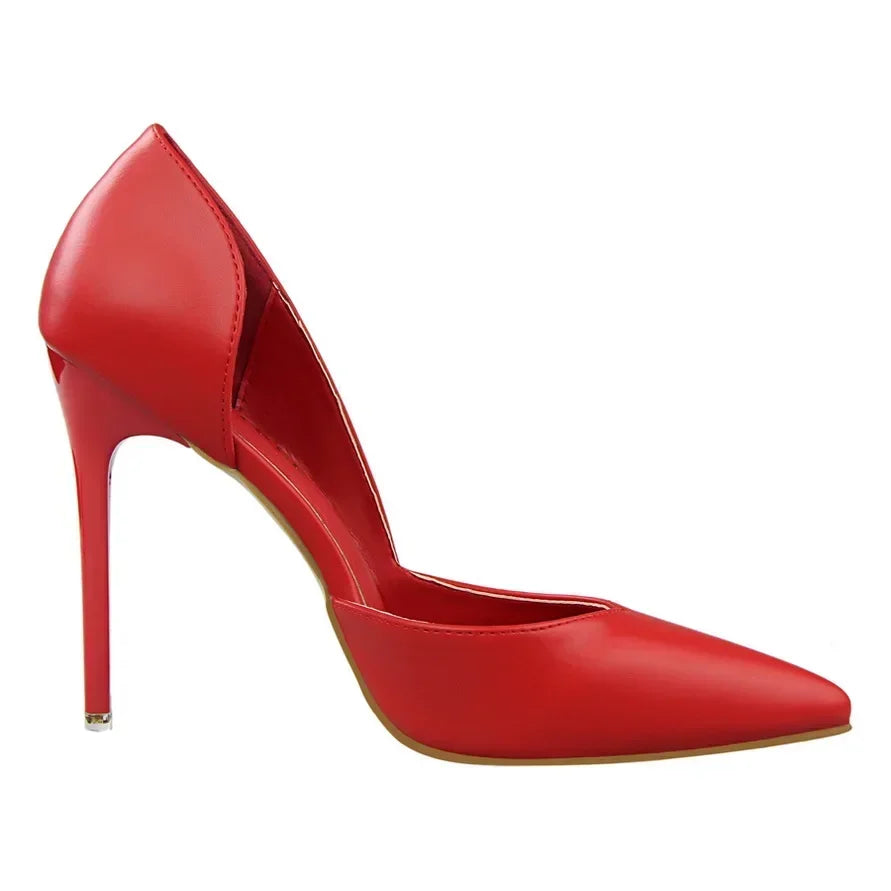 Summer Women Office Work 10.5cm High Heels Nightclub Leather Pumps Lady Fashion Concise Yellow Red Shoes Party Stiletto Heels