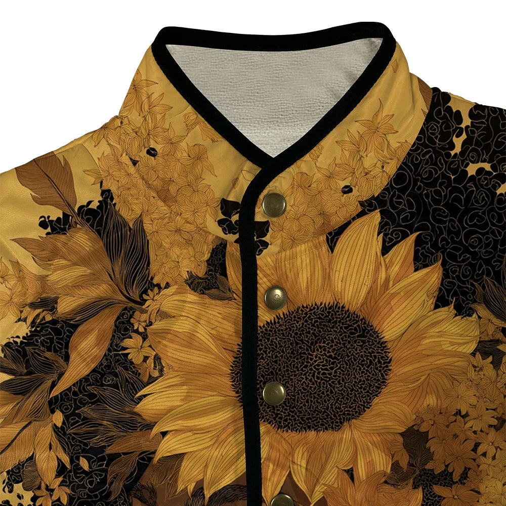 Women's African Art Jackets with Female Profile Florals Pattern Coats Multi-Color Silhouette Patterns Artistic Winter Outerwear