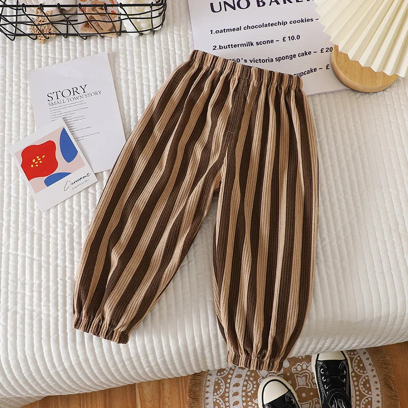 Fashion pants Classic Casual Pants for Boys girl Thin Cotton Stripe Elastics Waist Spring Summer Trousers Toddler Long Pants