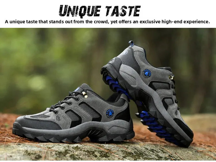 Men's Outdoor Climbing Shoes Breathable Waterproof Sports Hiking Shoes Rubber Outsole Low Cut Lace up Casual Shoes
