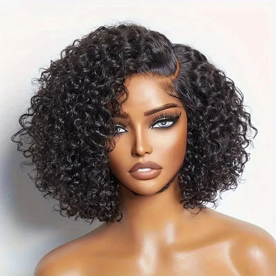 13*4 Lace Frontal Wigs High Quality Curly Pixie Cut Wigs 15A Brazilian Virgin Human Hair Natural Short Hair Style 250% Density