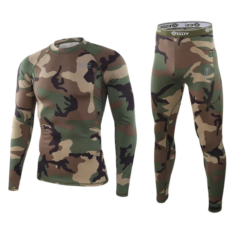 ESDY Fleece Thermal Underwear Men Autumn Winter Warm Long Johns Fitness Sports Compression Breathable Leggins Thermo Tracksuit