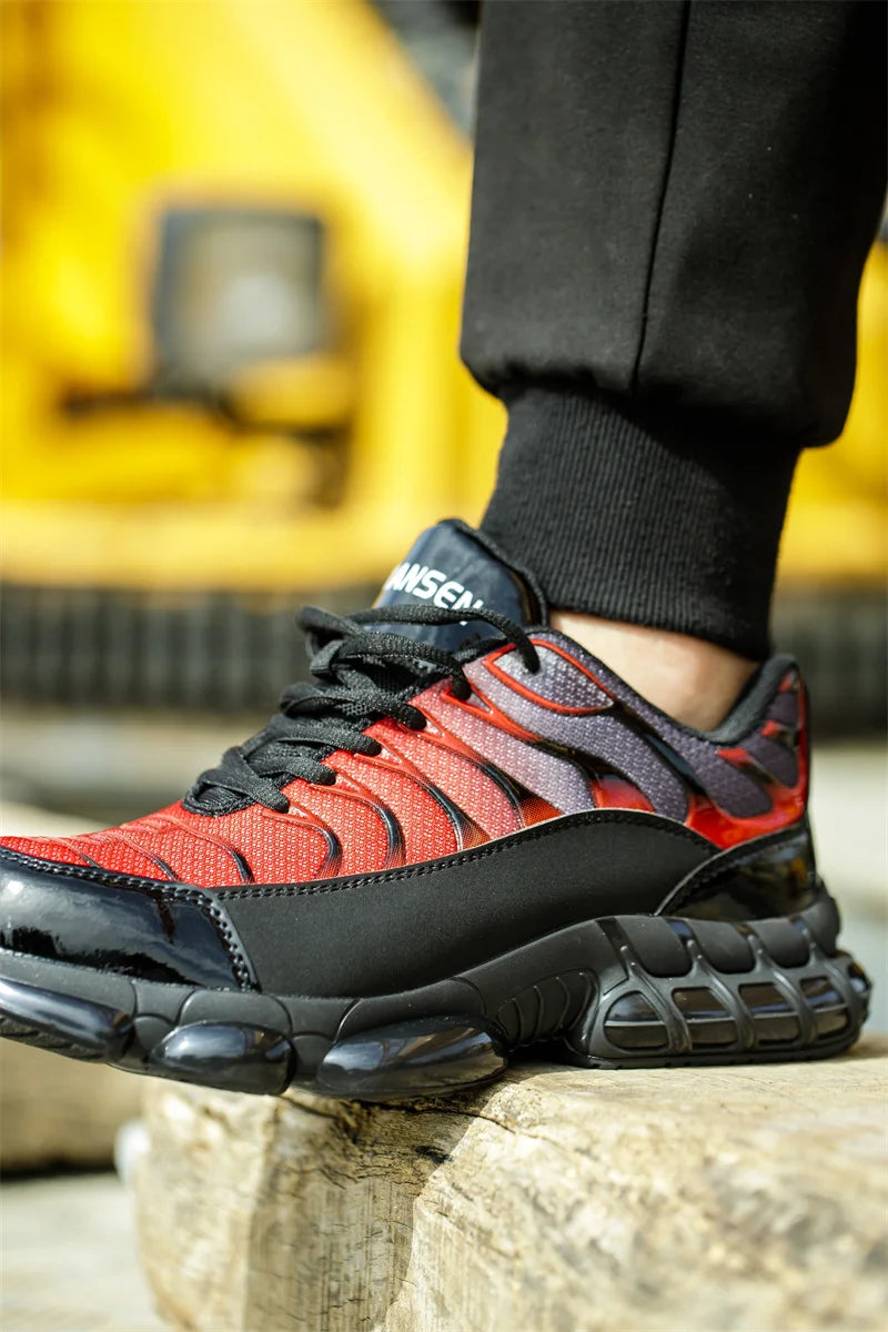 Air Cushion Steel Toe Work Safety Shoes Men Women Non Slip Sneakers Anti-Smash Puncture Proof Security Breathable Shoes Unisex