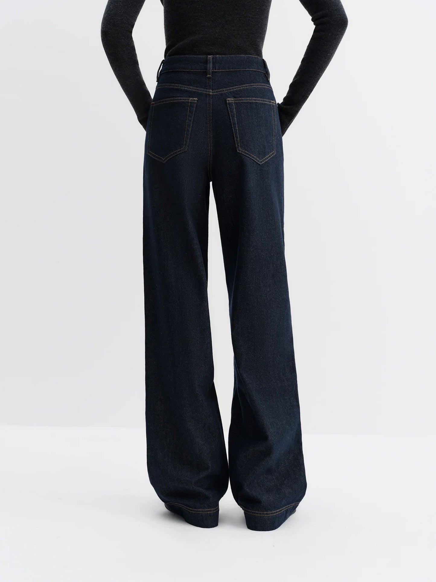 FSLE Straight High Waist Jeans for Women Winter Solid Simple All-match 2025 New Long and Short Versatile Pants Korean Style