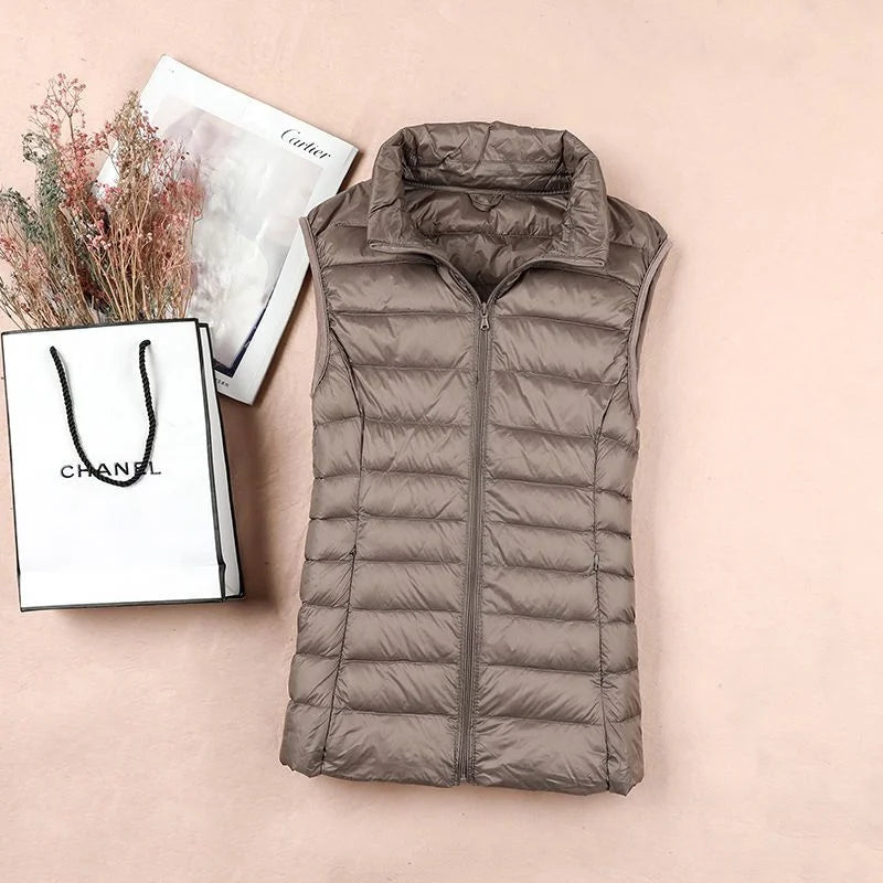 Ultralight Down Vest Women 2026 New Sleeveless Jacket Female White Duck Down Waistcoat Female Warm Puffer Jacket Outwear M-8XL