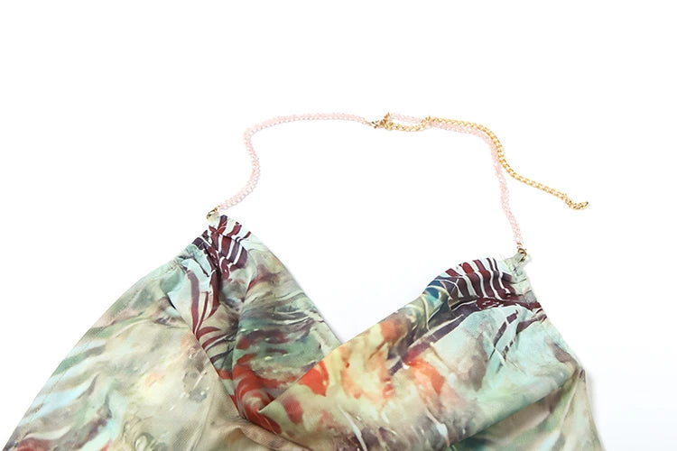 kliou Floral Print Women Dress Vacation Beach Style Suspendency Backless Halter Split Thin Vestidos Female Trend Attractive Wear