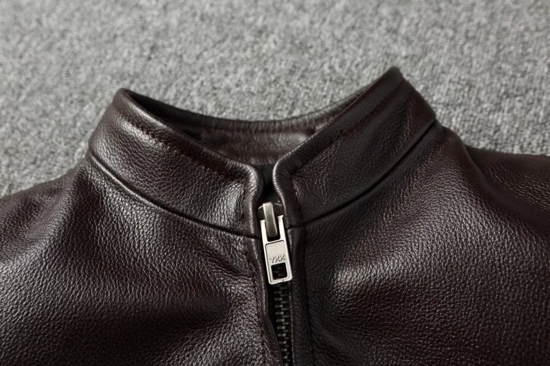 Black Brown Casual Mens Jackets Real Cowhide Genuine Leather Jacket Men Coats Autumn Chamarras De Cuero Para Hombre
