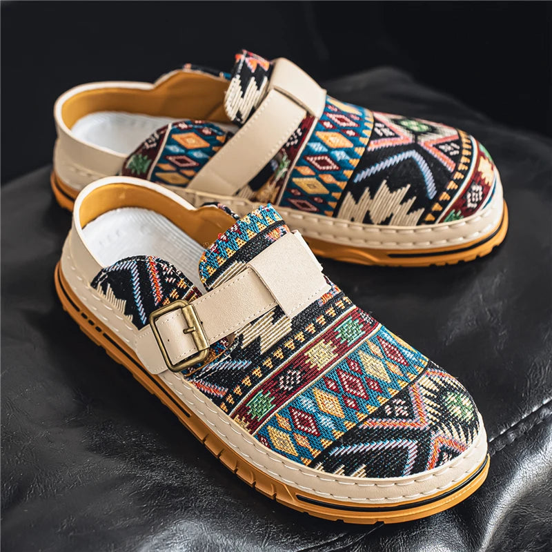 Men's Wide-Toe Round-Toe Sandals Casual Shoes for Spring and Summer, Versatile Commuter Slippers, One-Step Lazy Trendy Footwear