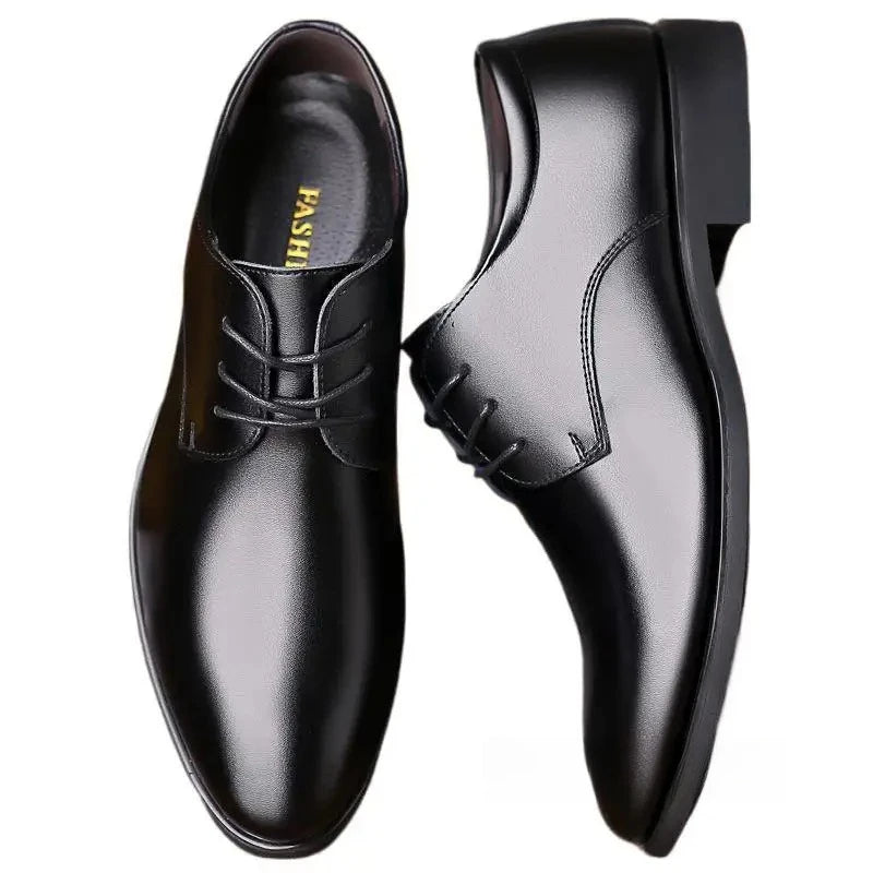 Fashionable Men's Leather Shoes Trendy Cowhide Men sneaker British Formal Men's Leather Shoes Soft Lace-up Leather Shoes for Men
