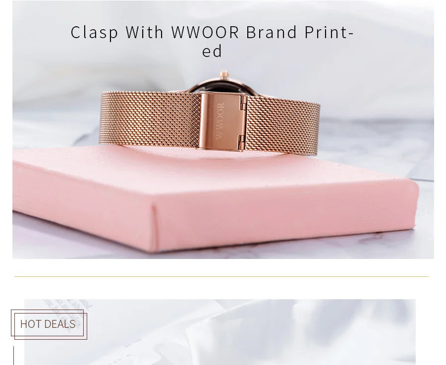Diamond Watch For WWOOR Women Dress Simple Clock Ladies Quartz Bracelet Wristwatch Elegant Watches Gift For Women Reloj Hombre