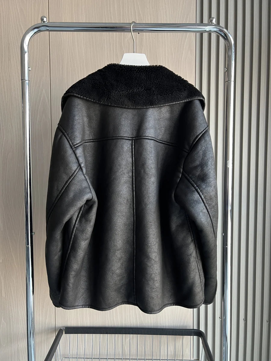 ETJ 2025 Fall/Winter New Arrival Women's ZW Series Double-Sided Collar Oversized Long-Sleeve Jacket Warm Coat 3548246