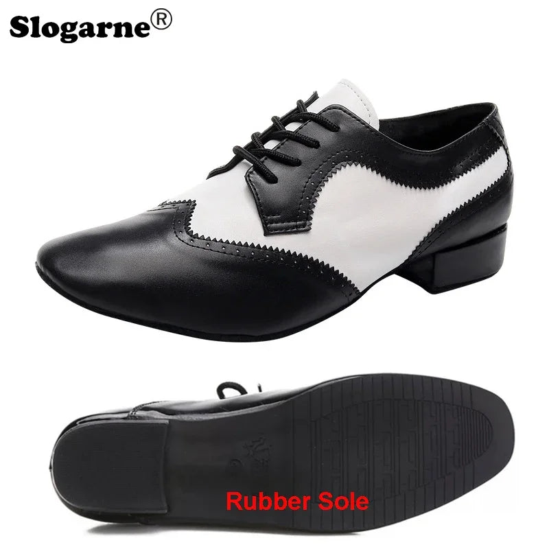 Men Soft Cow Leather Dance Shoes Male Genuine Leather Jazz Latin Shoes Man Waltz Modern Ballroom Dance Shoes Stage Foot Wear