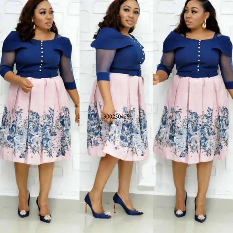 Customized New Fashion Print African Dresses for Women Dashiki Autumn Style Ankara Clothes Africa Dress Ladies Robe Africaine Fe