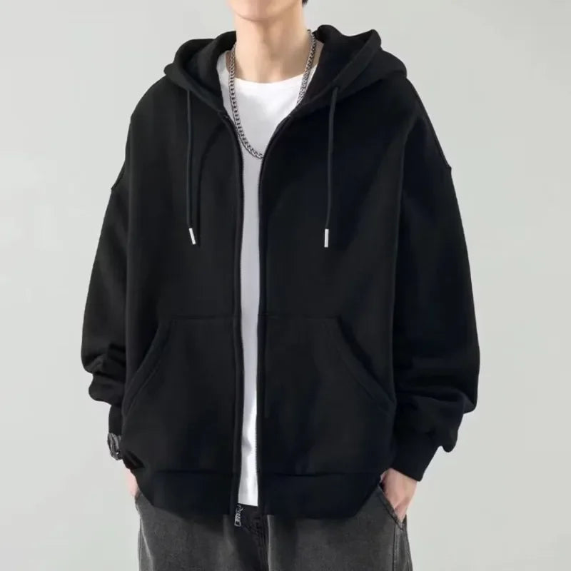Men's and Women's Universal Warmth Trendy Zippered Hooded Sweatshirt - Fall/Winter Style - Men's - New Long-Sleeved Hooded Sport BAZAARHUBO