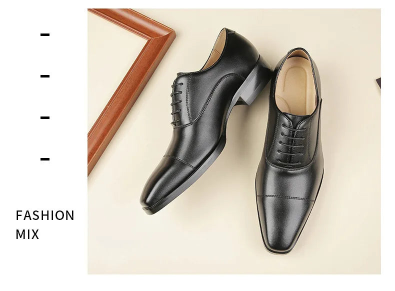 Genuine Leather Mens Dress Shoes Black Formal Social Shoe Male Business Wedding Derby for Man Luxury Italian Oxford Loafers 2024