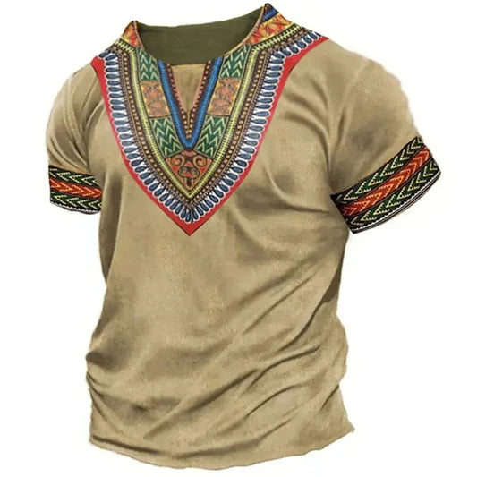 African National Pattern Tshirts Summer Fashion Street Casual Boys Kids Round Neck Short-Sleeved T-Shirt Daily Oversized Tops