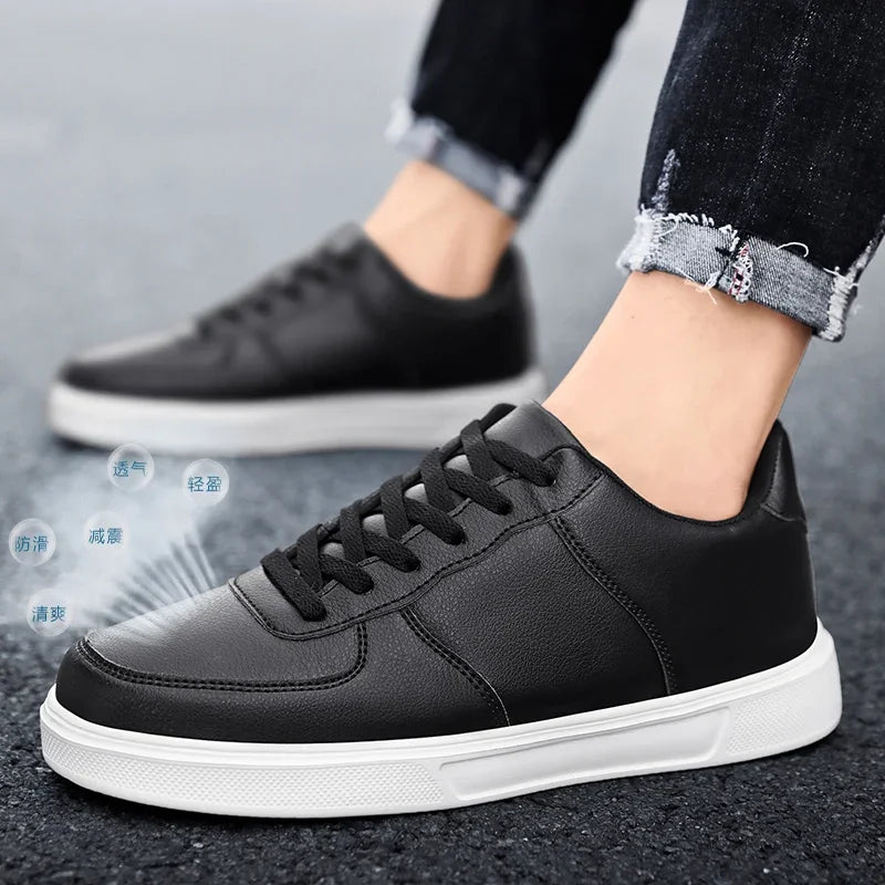 Size 50 Fashion Leather Men White Sneakers Classic Casual Shoes Outdoor Walking Shoes Couple Footwear Oversized 49 Board shoes