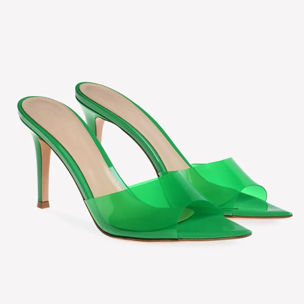 2026 Peep Toe Sexy Summer Women's Mules Pump Sandals Elegant Chic Super Thin High Heels Office Lady Party Shoes Slipper Sandals