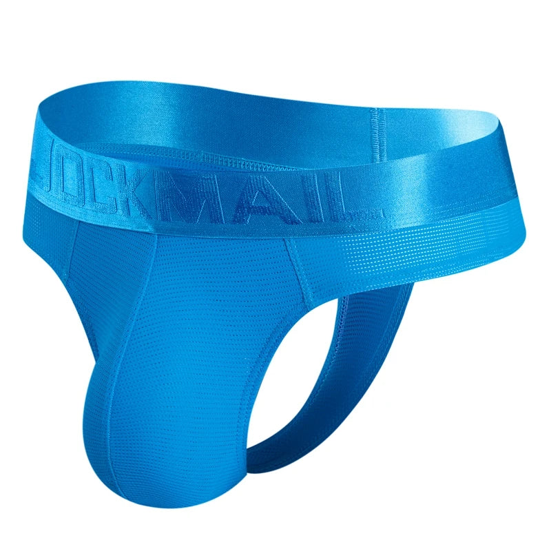 JOCKMAIL Sexy Men's G-string Fashion Low Waist Solid Color Male Thongs Underwear Breathable Mesh Sports Underpants Shorts