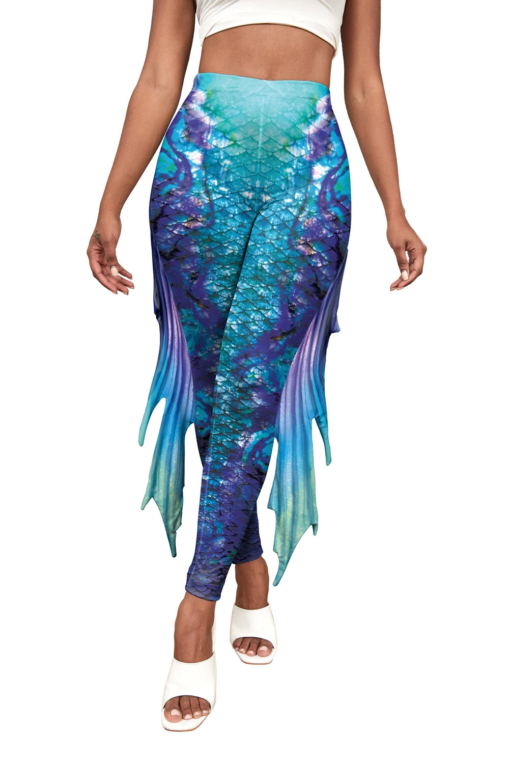 Mermaid Print Women's Pants Colour Fish Scales Yoga Leggings 3D Printed Women's Bottoms Fashion Women Trousers Workout Fitness