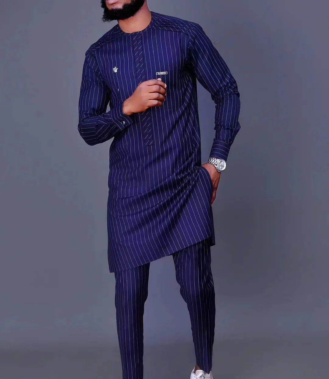 2026 New African Traditional Men's Set Casual Slim Fit Men's Suit Fashion Travel Men's Set Kaunda Style Men's Two Piece Set