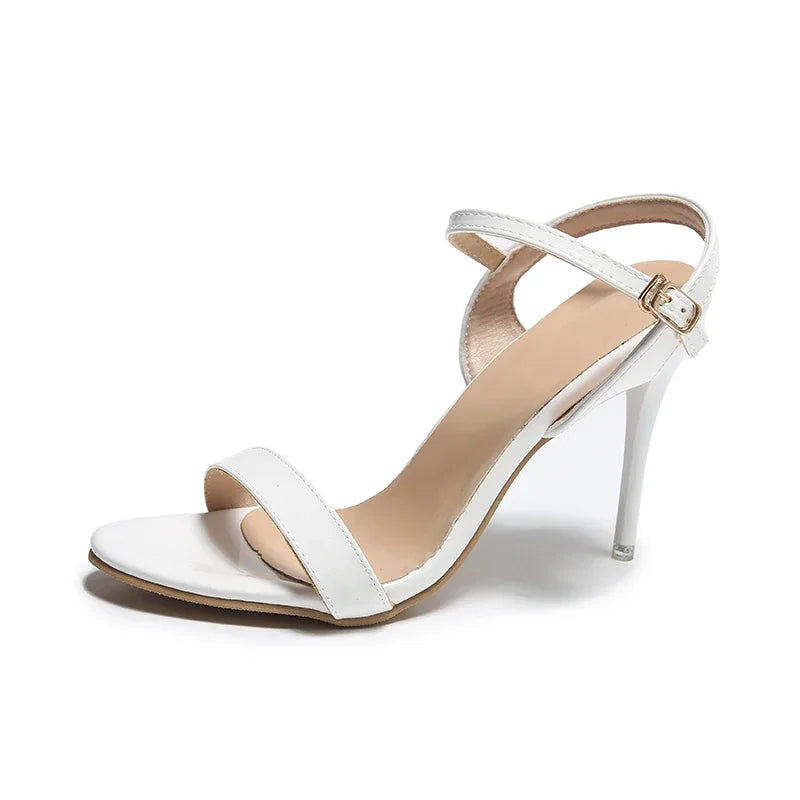 Large Size 45 Women's Sandals 2025 Summer High Heels Fashion Open Toe Sandals Buckle Party Shoes Sexy Thin Heels Wedding Shoes