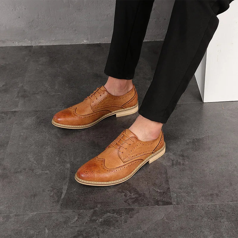 Mens Dress Shoes Breathable Business Formal Oxford Shoes for Wedding Stylist Leather Shoes
