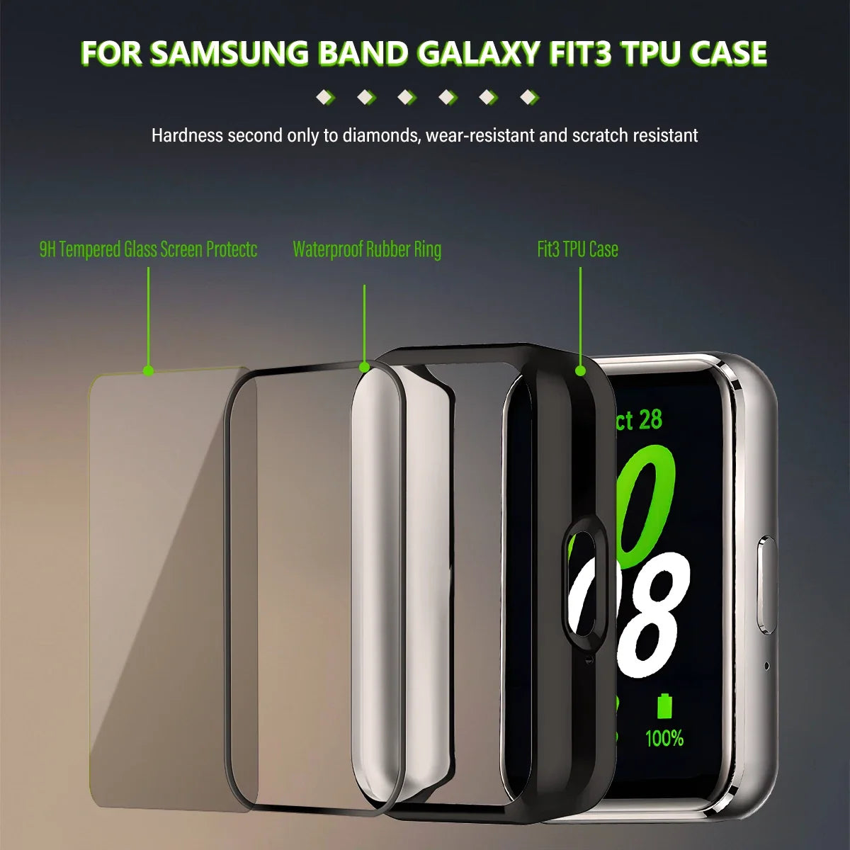 Case+Stainless Steel Strap For Samsung Galaxy Fit 3 Full Protective Screen Case For Samsung Galaxy Fit 3 Metal Band Accessories
