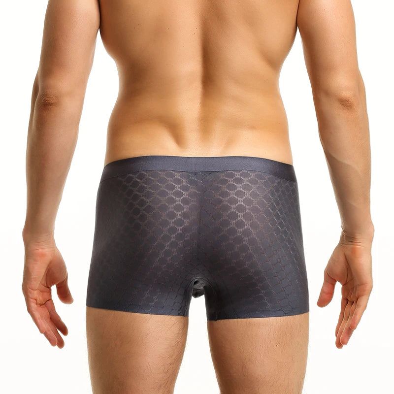 Ice Silk Underwear Men's Boxer Briefs Summer Thin Breathable Boxer Briefs Seamless Boxer Briefs Boys Shorts