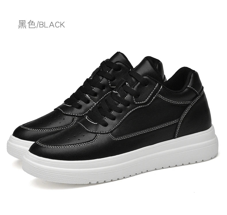 6 8 10cm Height Increasing Men Shoes High Quality Casual Leather Shoes Lace Up Platform Vulcanized Shoes Luxury Sneakers for Men
