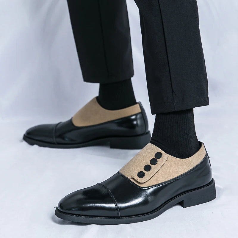 High End Brand Men's Leather Casual Shoes Office Men's Business Shoes Luxurious Banquet Pointed Toe Shoes for Wedding Brown