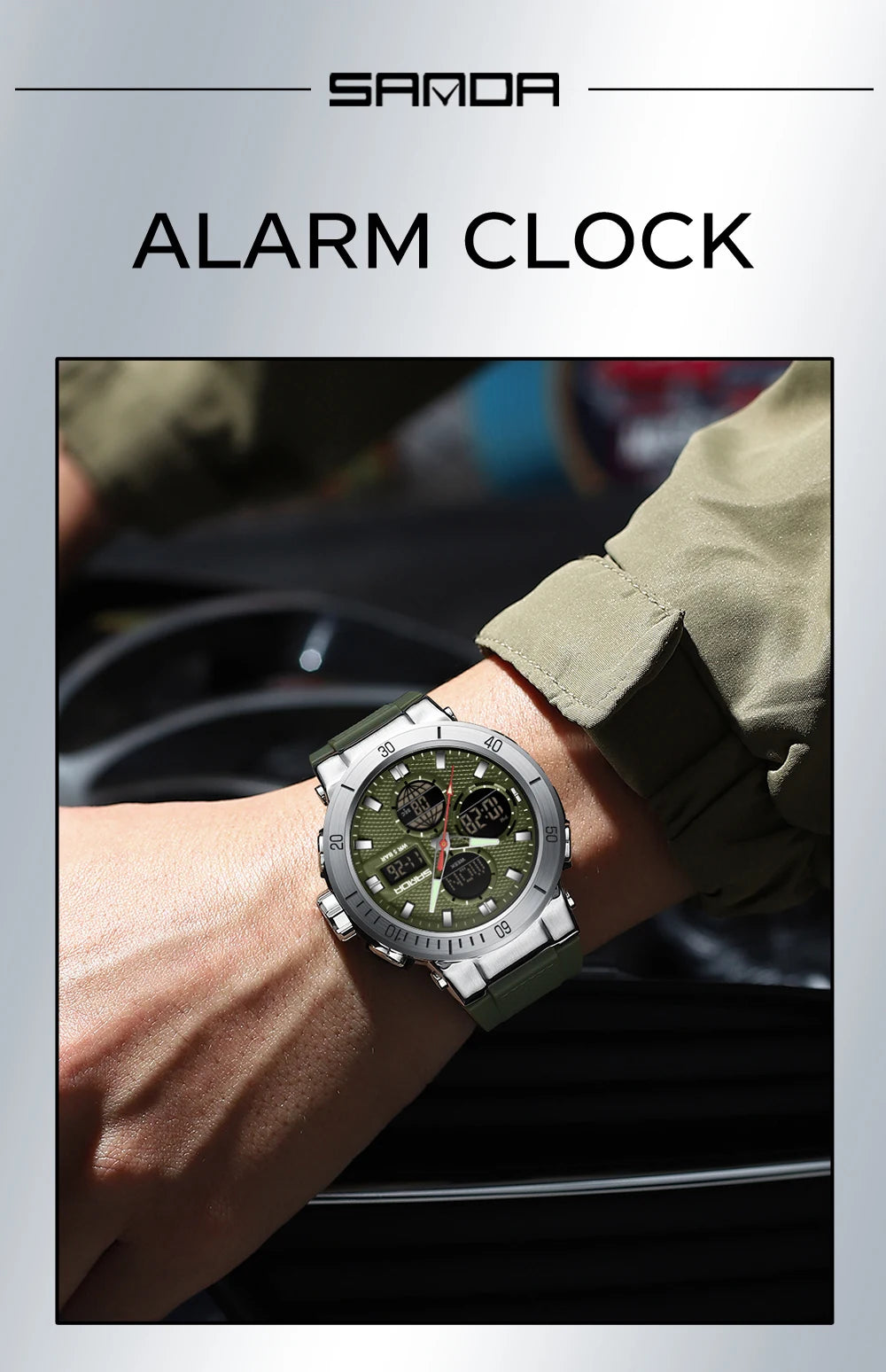 Fashion SANDA 2025 Top Brand 6191 Men New Countdown Stopwatch Waterproof Light Electronic Alarm Clock Time Led Digital Watches