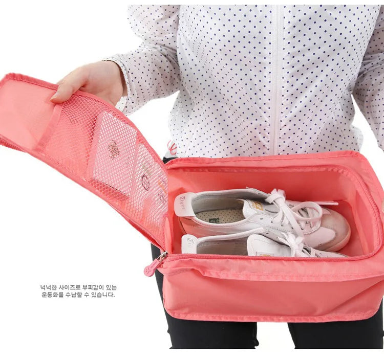 1pc Multifunctional Waterproof Shoes Clothing Bag Convenient Travel Storage Bag Nylon Portable Organizer Bags Shoe Sorting Pouch
