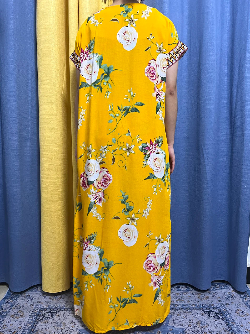 Abayas For Women 2023 Dubai  Fashion Printed Flower Cotton V-neck Slim Fit Short Femme Robe African Woman Dresses With Headscarf