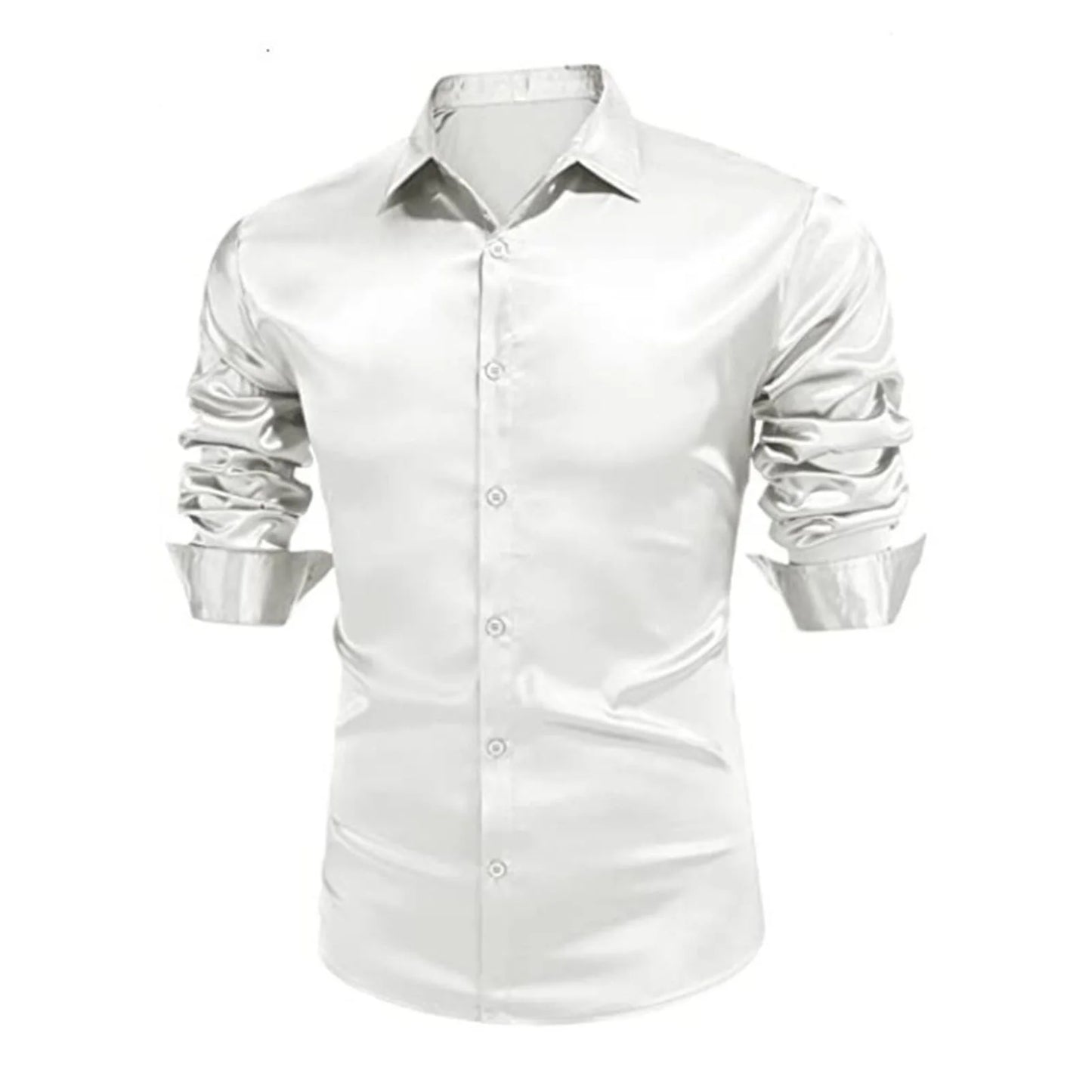 Autumn And Winter Formal Men's Long Sleeve Shirt Luxurious Wrinkle-resistant Non-iron Solid Color Business Casual Ice Silk