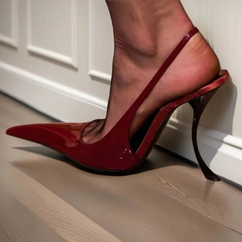 European and American Spring and Summer Fashion Party Dress Shoes Elegant Women's Stiletto High Heels Back Hollow Sandals