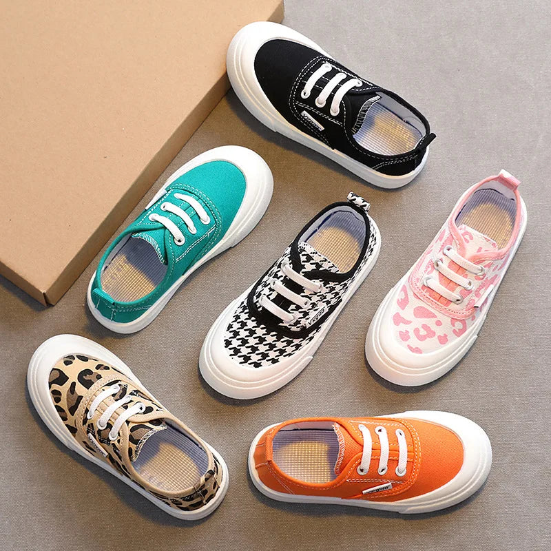Children Sport Canvas Shoes Boys Casual Shoes Girls Soft Sole One-legged Cloth Fashion Student Single Shoes Flats