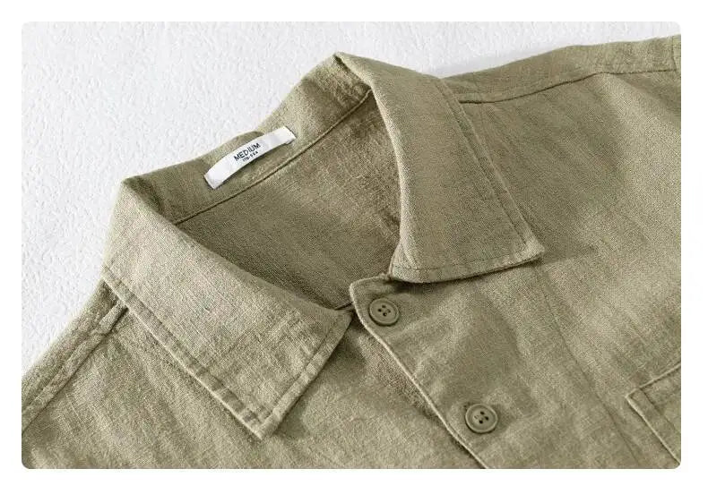 Autumn Retro Tooling Linen Jacket For Men Japanese Styles Sold Color Simple Versatile Multi-pocket Male Thin Jackets and Coats