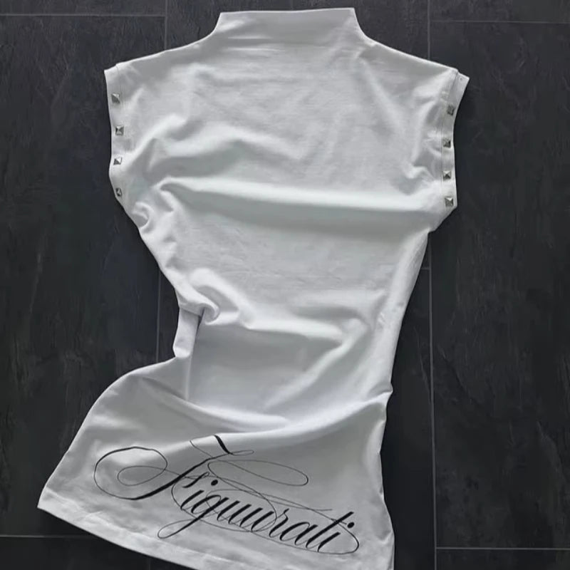 Summer New Arrival American Style Sexy Streetwear Letter Printed Sleeveless Tank Top Short Dress For Women