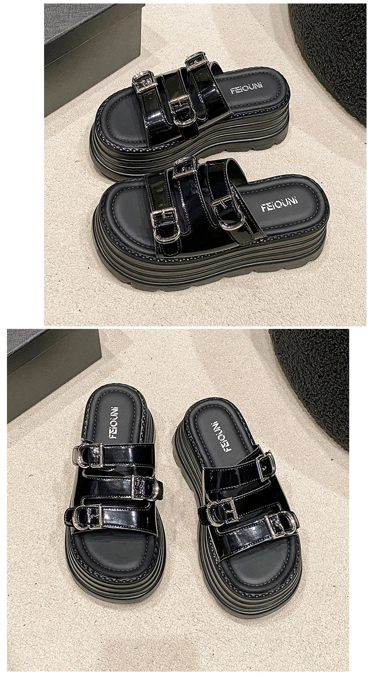 New Fashion Slippers Women Thickness Wedges High Heels Leisure Summer Sandals Female Platform Fish Mouth Shoes Ladies Slippers