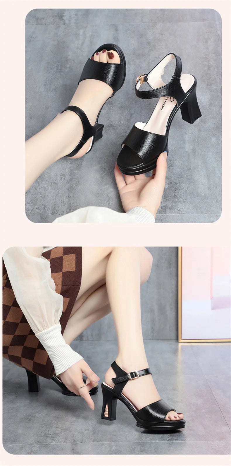 New Size 34-40  Summer Women Fashion Fish Mouth Platform High Heels Buckle Soft Bottom Sandals Waterproof Platform  Office Model