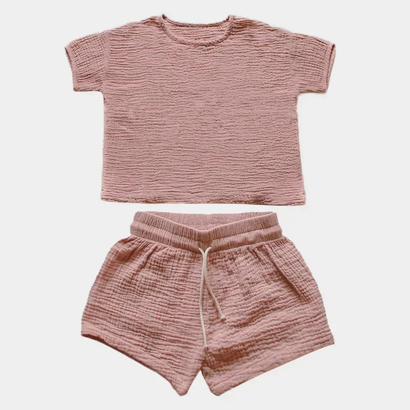 Fashion Children Girls Set Muslin Shirt and Shorts Set for Kids Girls Casual Loose Shorts Sets Summer Clothes